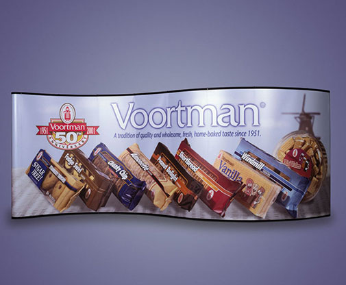 Custom serpentine trade show display booth Voortman cookies