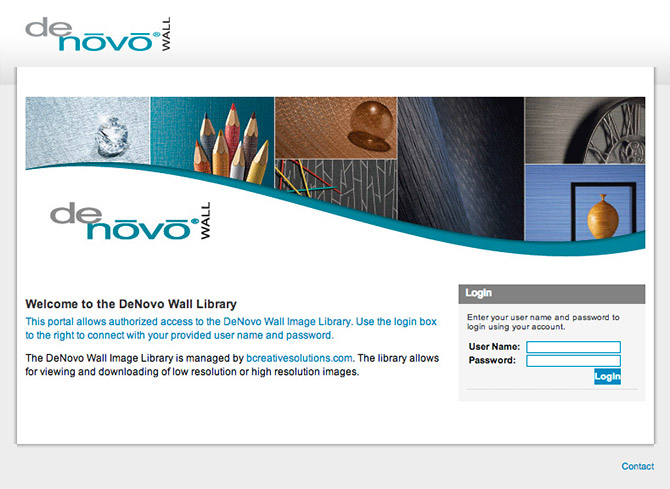 DeNovo Wall digital asset library managed by Bcreative
